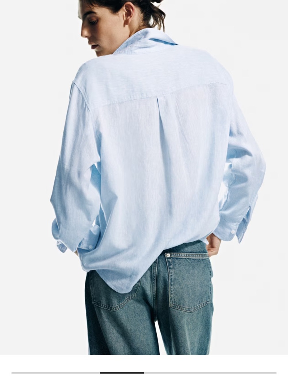 H&M Linen blend light blue Button-Down Shirt